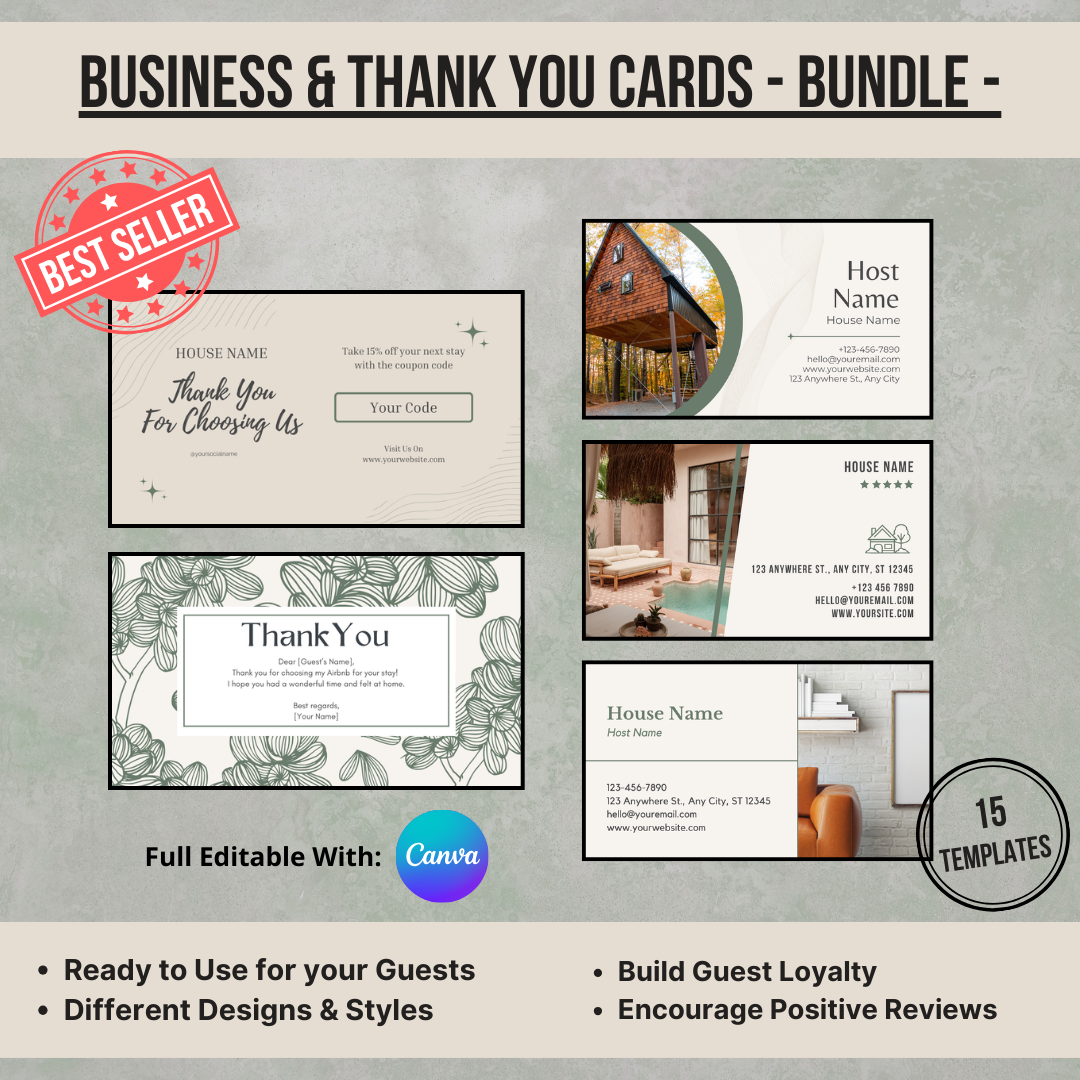 15 Business & Thank You Cards Bundle